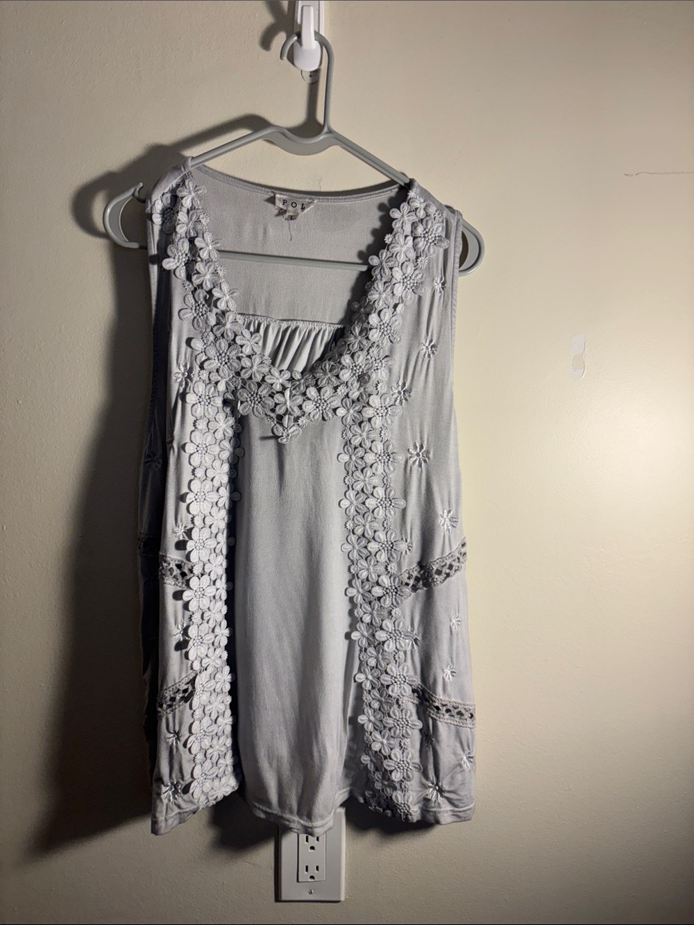 POL White Textured Scoop Neck Tank